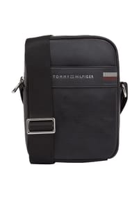 TOMMY HILFIGER - CORP TEXTURE Umhängetasche, Reißverschluss, Label - BLACK