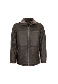 redpoint - Herren Lederjacke Lammleder Kunstfell dunkelbraun - dunkelbraun