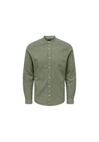 ONLY & SONS - Hemd Slim Fit Freizeithemd Caiden Solid mit Maokragen und durchgehender Knopfleiste - grün
