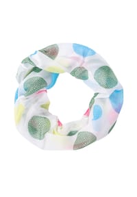 Seasons of April - Damen Schal LOOP FRANCESCA Dünn & leicht, mit rundem Muster aus Viskose/Seide - Weiß Bunt