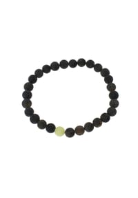 OSTSEE-SCHMUCK® - Armband , Kugel 7 mm , Bernstein - schwarzgrau