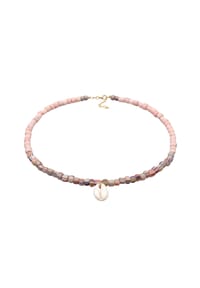 elli. - Halskette Kauri Muschel Glasperlen 925 Silber - Pink