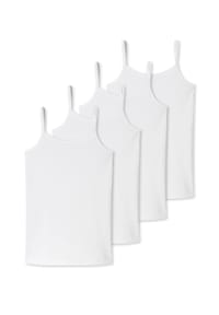 SCHIESSER - Spaghetti Top 4er Pack Teens Girls 95/5 Organic Cotton - Schwarz