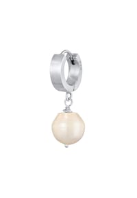 KUZZOÍ - Ohrringe Herren Single Creole Mit Perle 925 Sterling Silber - Silber