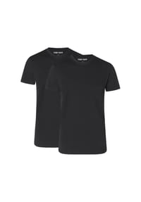 CAMP DAVID - Herren T-Shirts, 2er Pack - Crew Neck T-Shirt 2P, Cotton Stretch - Schwarz
