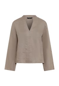 MANGUUN collection - Leinenbluse, Split-Neck, für Damen - 2 TAUPE
