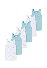 SCHIESSER - Unterhemd / Top 6er Pack Feinripp Organic Cotton - Weiß / Blau