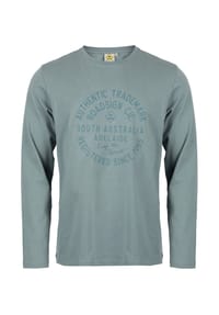 ROADSIGN® australia - Herren Langarmshirt Trademark mit Frontprint aus Baumwolle - grau