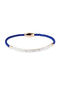 Adelia's Bold Style - Armband – Lederarmband aus Leder mit Strass Steinchen 19 cm - blau