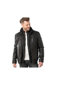 Mauritius LEATHERWEAR - Herren Lederjacke Weste Lammnappa schwarz antik - schwarz antik