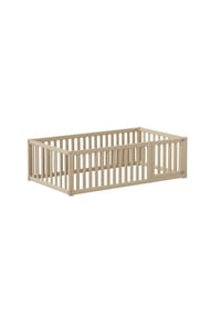 KOMHTOM - Kinderbett 90x200, Holz natur, mit Zaun & Tür – ohne Matratze - Natürlich