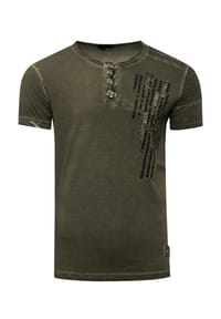 RUSTY NEAL® - T-Shirt mit schicker Knopfleiste - Anthrazit