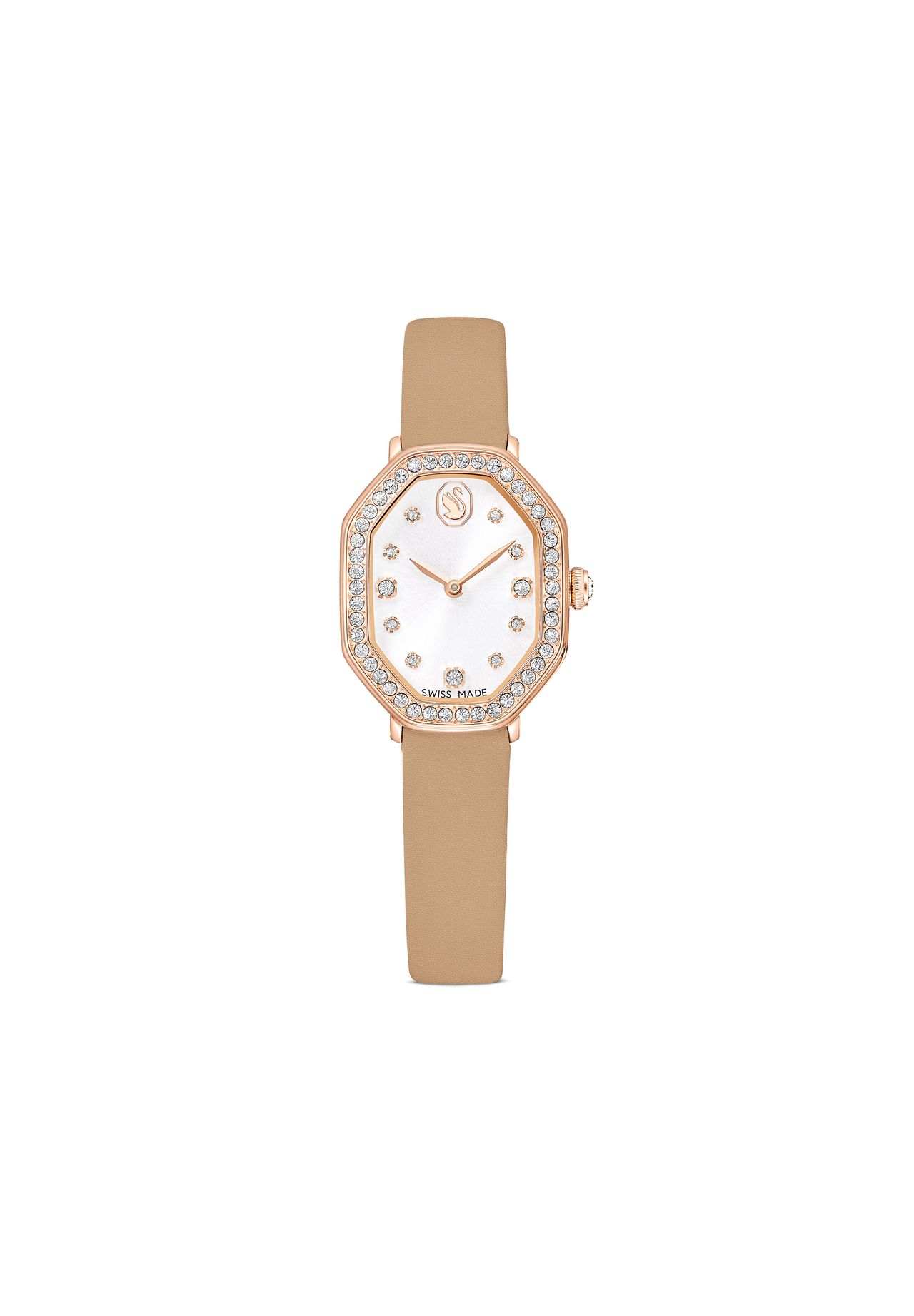 Swarovski Dextera Octagon Uhr, Schweizer Produktion, Lederarmband, Roségoldfarbenes Finish Braun - Bild 5