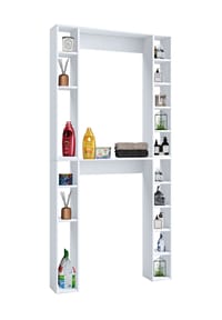 VCM. - Holz Wandregal | Standregal | Überbau WC | Maße: H. 200 x B. 98 x T. 18 cm | 16 Fächer - Tinoli XL - weiß