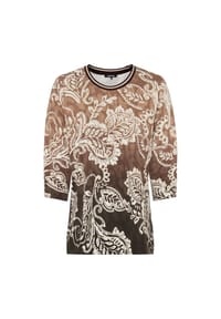 olsen - Shirt mit Panneaux-Print und Rundhalsausschnitt - Coffee Bean
