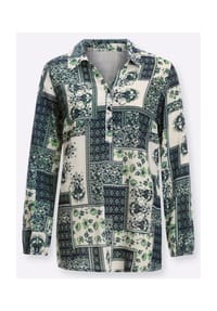 Sieh an! - Longbluse - champagner-marine-bedruckt