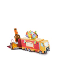DONKEY - Faltbare Geschenkbox Gift Circus Truck, Rot, 24 x 7.5 x 15 cm - 