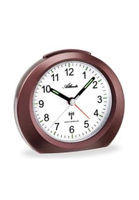 Atlanta by PARAGON - Funkwecker ohne Ticken mit Licht, Snooze & Leuchtzeiger - 1856/3 (Braun) - Braun