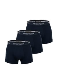 EMPORIO ARMANI - Herren Trunks, 3er Pack - CORE LOGOBAND, Shorts, Stretch Cotton - Blau