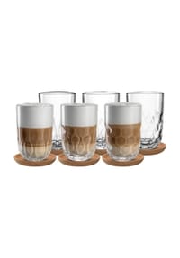 LEONARDO - Latte Macchiato Gläser mit Untersetzer Gocce 390 ml 6er Set transparent - transparent