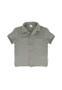 maximo® - GOTS MINI BOY-Hemd, Kragen kurzer Arm, Musselinstoff - altindigo-weiß-streifen