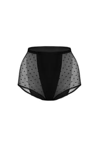 less is a'mor - Taillenhoher Slip Deneb mit Polka-Dots und voller Bedeckung - schwarz