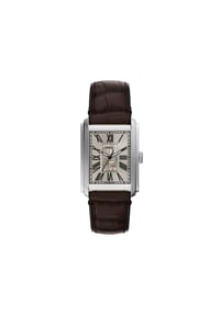 FOSSIL CARRAWAY - Fossil Herrenuhr Carraway Automatikwerk Leder Krokoprägung braun, ME3272 - Silber