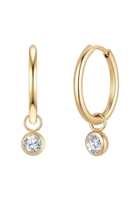 GLANZSTÜCKE MÜNCHEN - Creolen Edelstahl gelbgold Kristalle von Swarovski weiß - gelbgold