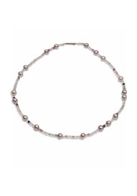 DI PERLE® DI PERLE Schmuckkollektion - Süßwasser Zuchtperlen Halskette Collier aus Edelstahl mit Fluorit, 42 cm - weiß