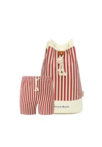 Gassa d'Amante - Badeshorts & Strandtasche (2tlg. Set) Alassio von Hand genäht und mit mediterranem Flair - Rot-Rot