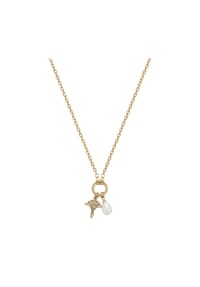 JOOP! - Kette mit Anhänger für Damen, Edelstahl, Perlmutt | Kornblume - gold