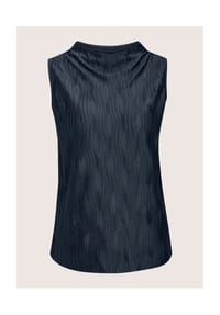 MADELEINE - Kurzarm-Bluse mit Stehkragen, strukturiert - marine