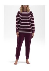 TOM TAILOR - Schlafanzug Homewear, dropped Shoulders, für Damen - 432 ROT-DUNKEL