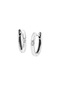 MONCARA - Damen Creolen, 375er Weißgold mit 2 Diamanten, zus. ca. 0,05 Karat - WEISSGOLD