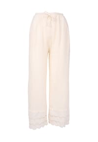 Seasons of April - Stoffhose INES MUSSELIN Musselin Hose mit Lochstickerei und elast. Bund - Beige