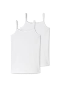 SCHIESSER - Mädchen Spaghetti-Top 2er Pack - Trägertop, Unterhemd, Cotton Stretch - Weiß