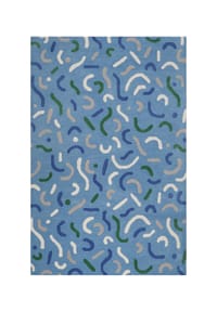 SMART KIDS - Wollteppich Confetti - handgefertigt aus Wolle und Viskose - blau
