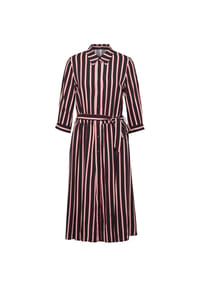 GOLDNER - Kurzgröße:  Hemdblusenkleid mit Streifendruck - schwarz / stein / gestreift