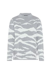 olsen - Pullover mit Panneaux-Dessin und Stehkragen - Pearl Grey Melange