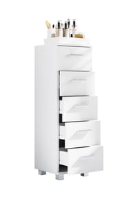 VCM. - Holz Midischrank | Badschrank | Maße: H. 90 x B. 30 x T. 30 cm | Kommode | 5 Schubladen - Zalo M - Weiß