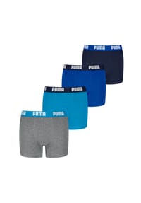 PUMA® - Jungen Boxer Shorts, 4er Pack - Everyday Basic Boxers ECOM 4P, Baumwollmischung, Logo - Blau/Grau