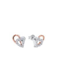 amor - Damen Ohrstecker "Herz", 925er Silber - BICOLOR