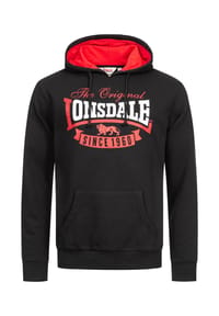 LONSDALE™ - Herren Kapuzensweatshirt normale Passform STOTFIELD - Black/Red/White