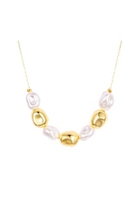Luluandjane - Kette gelbgold Glasperle weiß - weiß