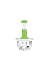 Cheffinger - Manueller Multischneider & Zerkleinerer - 2000 ml, Weiß/Grün - Transparent-Silber 31,5 x 18 cm