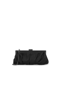 Kazar - Leder-Abendhandtasche mit Rüschen und Metallrahmen - Schwarz