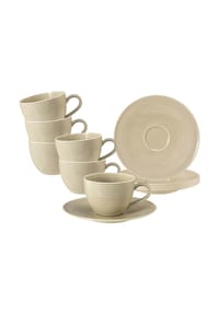 Seltmann Weiden Kaffeetassen mit Untertassen Beat Color Glaze 260 ml 6er Set - BEAT - altrosa