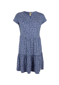 ROADSIGN® australia - Damen Kleid Alloverprint mit ausdrucksstarkem Muster, aus fließender Viskose, locker fallend, perfekt für Urlaub und warme Tage - blau