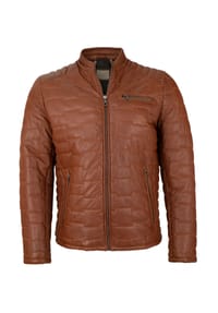bugatti - Herren Lederjacke Steppjacke Lammnappa rot-braun - rotbraun