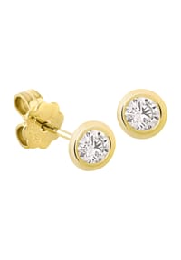 MONCARA - Damen Ohrstecker, 585er Gold mit 2 Diamanten, zus. ca. 0,50 Karat - GOLD